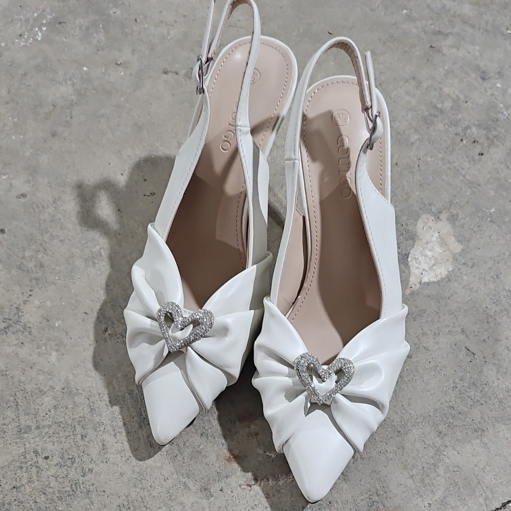 Wedding Elegant White Slingback Heels